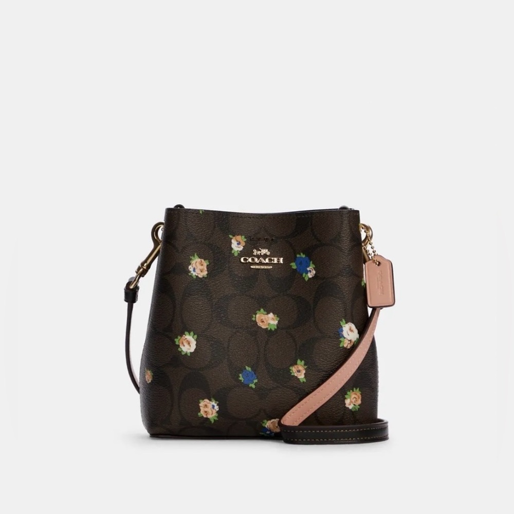 NWT Coach Mini Town Bucket Bag In Signature Canvas With Vintage Rose Print C7270 - Picture 10 of 16